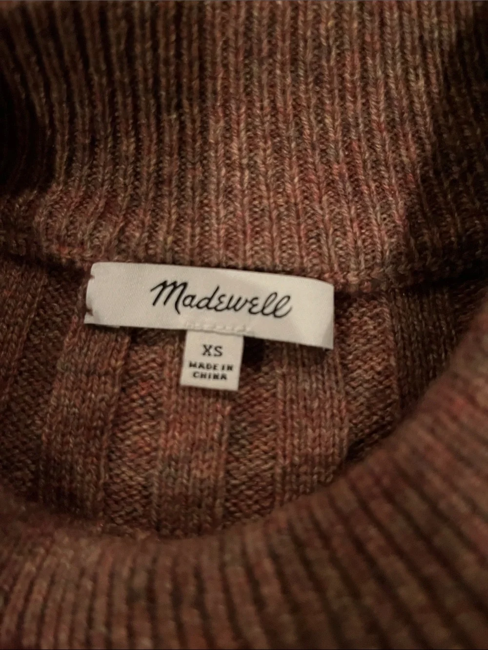 Madewell Levi Ribbed Mockneck Crop Pullover in brown | size XS